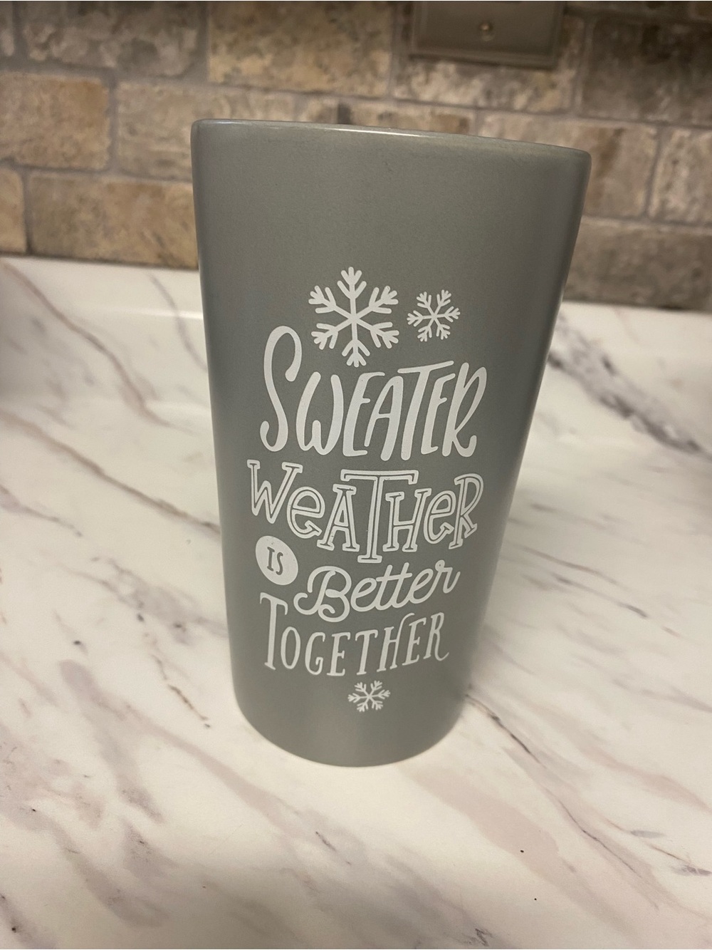Gray 'Sweater Weather Is Better Together' Ceramic Travel Mug